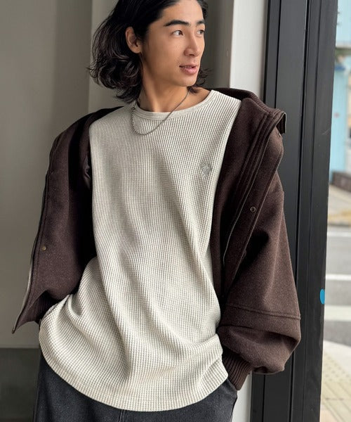 【Classical Origin】「ヘビーウェイト一択。」綿100％ワッフルクルーネックビッグTシャツ／Cotton 100% Waffle Crew Neck Big T-Shirt co0780014