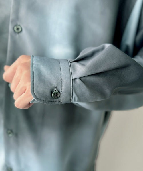 【Classical Origin】「都会的スタイル」。総柄ドレープキャンプカラーシャツ（長袖）/Relaxed Drape All-Over Pattern Camp Collar Shirt co1150039