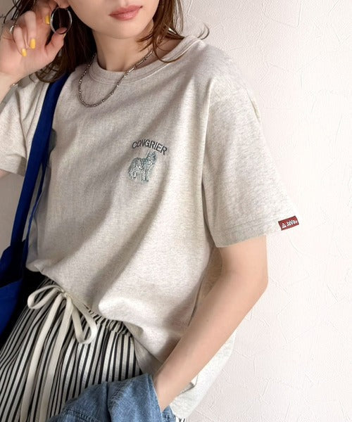 《JaVa ジャバコラボ》大人の遊び心をプラス。綿100％オオカミ刺繍Tシャツ（半袖） jv1330074
