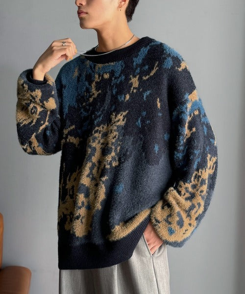 【classical origin】ニュアンス柄Wジャガードシャギーニット／Nuanced Pattern Double Jacquard Shaggy Knit ao1260497