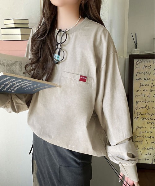《JaVa ジャバコラボ》シンプルなのに格上げ。綿100％シルケット素材裾ドロストオーバーサイズTシャツ（長袖） jv1050408