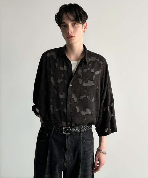 Sheer Jacquard Dolman Sleeve Shirt／フラワー柄シアージャカードドルマンシャツ co1150008