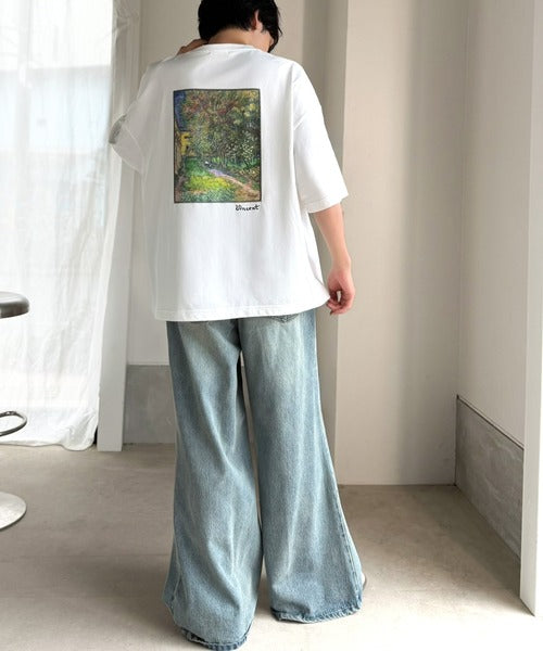 《ゴッホ絵画グラフィック》ステッチ刺繍MIXデザイン 高機能半袖Tシャツ【接触冷感・UVカット機能付き】【JaVaジャバコラボ】 jo1150093