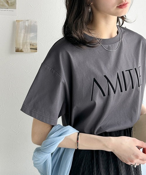 ワンランク上の大人シンプルベーシック。シルケット加工フロッキープリントTシャツ（半袖） ce1020202