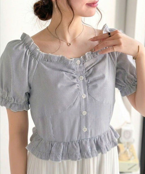 【mily bilet】1枚2役♪レイヤード風の着こなしが完成。2Wayパフスリーブブラウス×プリーツスカートドッキングワンピース (ロング丈) mi1139109