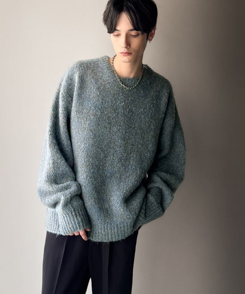 【Classical Origin】「深みのある大人に。」クルーネックミックスカラー糸ニット（長袖）/Crew neck mixed color knit ao1020308