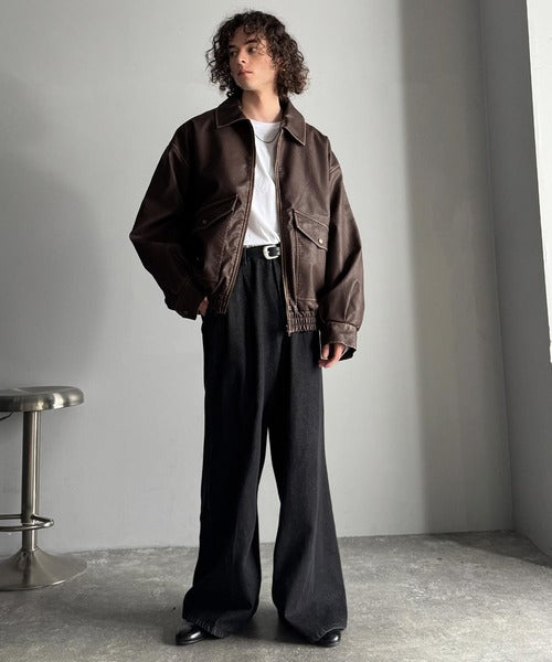 【Classical Origin】「Sランクアイテム。」ヴィンテージレザー中綿入りブルゾン／Vintage Leather Padded Blouson co1320001