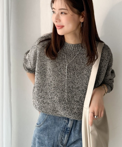 《JaVaジャバコラボ》肌見せも着心地も、大人仕様。ルーズシルエットメッシュ編みニット（長袖） jv1380001