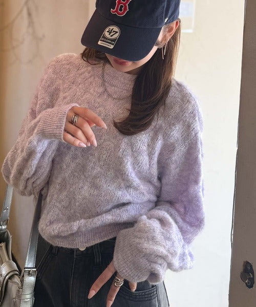 【mily bilet】ふんわり立体感で冬コーデを格上げ◎プレート使いポコポコミックスニットプルオーバー mi1259021