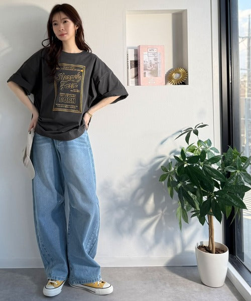 《JaVa ジャバコラボ》【接触冷感機能付き】ゆるっと着て、しっかり洒落る。前後2wayパッケージロゴ風刺繍ビッグTEE（半袖） jv1260554