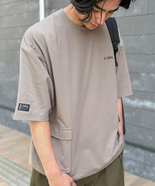 《JaVaジャバコラボ》【接触冷感・吸水速乾機能付き】便利なBIGポケット＆裾ドローコード付き！高機能マイクロメッシュTシャツ jo1150091