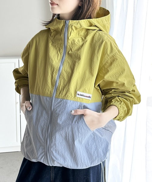 【キッズ】《JaVaジャバコラボ》親子お揃いできちゃう！季節の変わり目に嬉しい バイカラーナイロンジャケット jk1260081