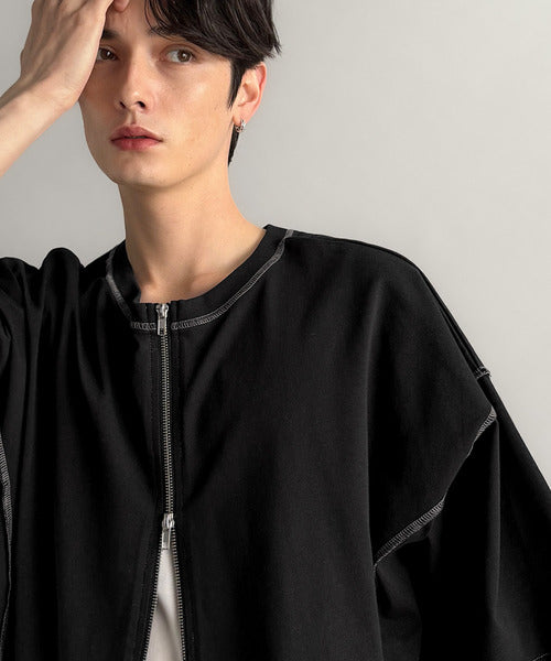 【Classical Origin】「1枚でも羽織でも。」インサイドアウト仕様2wayダブルジップTシャツ／Inside-Out Oversized Double-Zip 2way T-Shirt co1150018