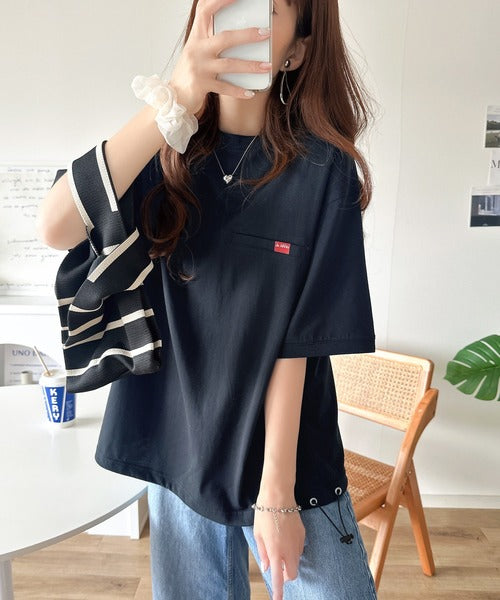 《JaVa ジャバコラボ》シンプルなのに格上げ。綿100％シルケット素材裾ドロストオーバーサイズTシャツ jv1050157