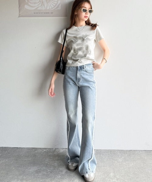 【mily bilet】大人可愛い最旬プリント柄。スプレーライクプリントコンパクトTシャツ（半袖） mi1329024