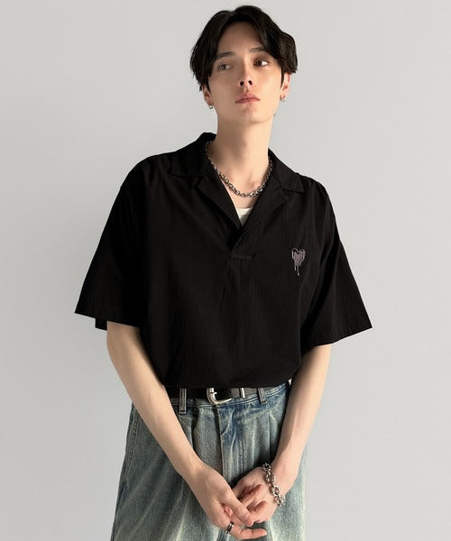Cotton100%  Ripstop Open Collar Pullover Shirt／コットン100％リップストップ素材オープンカラープルオーバーシャツ co1150012