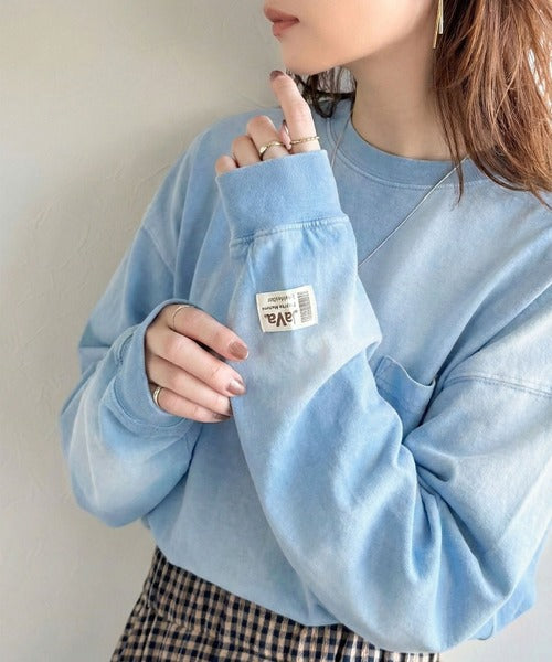 《JaVaジャバコラボ》垢抜け！大人のストリートstyleを作る。綿100％スプレーダイ加工オーバーサイズTシャツ（長袖） jv1020358