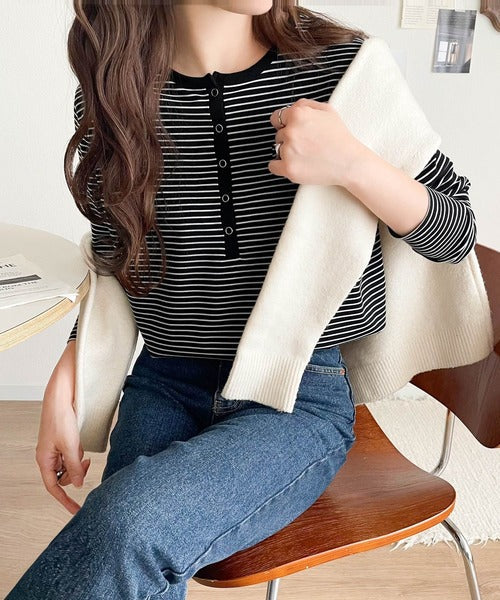 シンプルだからこそ、こだわりたい。シルケット加工ドット釦ヘンリーTシャツ（長袖） ce1020314