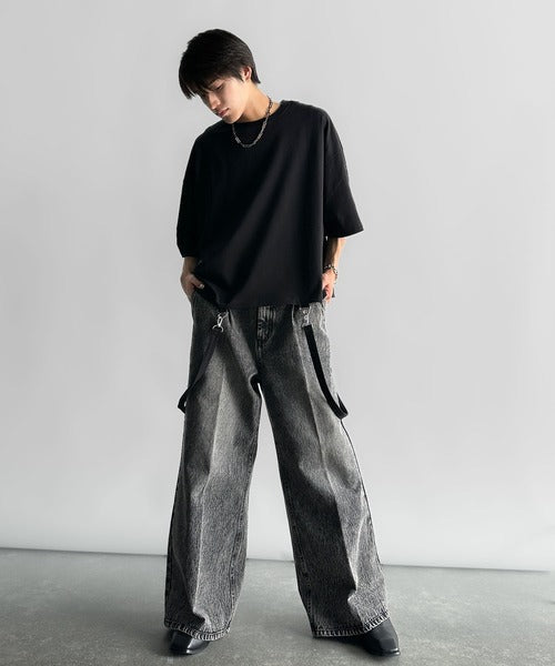 Belt Design Transformable Cropped T-Shirt／脱着式ベルトデザインショート丈Tシャツ co1150015