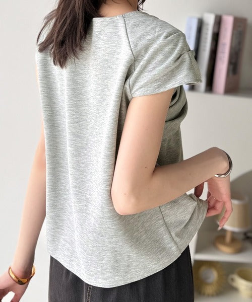 ”きれいめラフ”にこれ一択♪胸元ツイストリボンデザインTシャツ（半袖） ce1110121