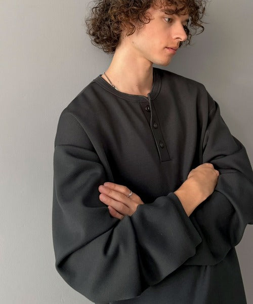 《JaVaコラボ》ラフに着るほど、サマになる。ダンボール素材ヘンリーネックTシャツ（長袖） jo1010077