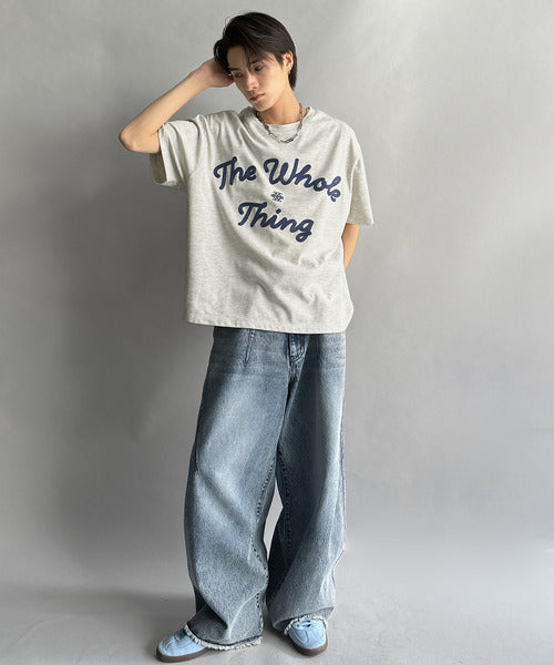 《JaVaジャバコラボ》】“トレンドを纏う”コード刺繍ロゴTシャツ(オーバーサイズ) jm1329032
