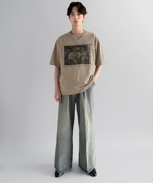 「オリジナリティ。」ピグメント加工ダブルレイヤーデザインプリントTシャツ／Pigment-Dyed Double-Layered Design Print T-Shirt co1010002