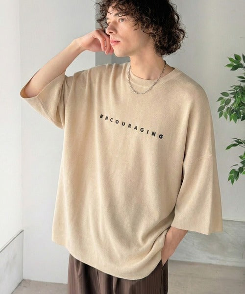 《JaVaジャバコラボ》Tシャツにはない品格を。ロゴプリントオーバーサイズサマーニットプルオーバー jm1050364