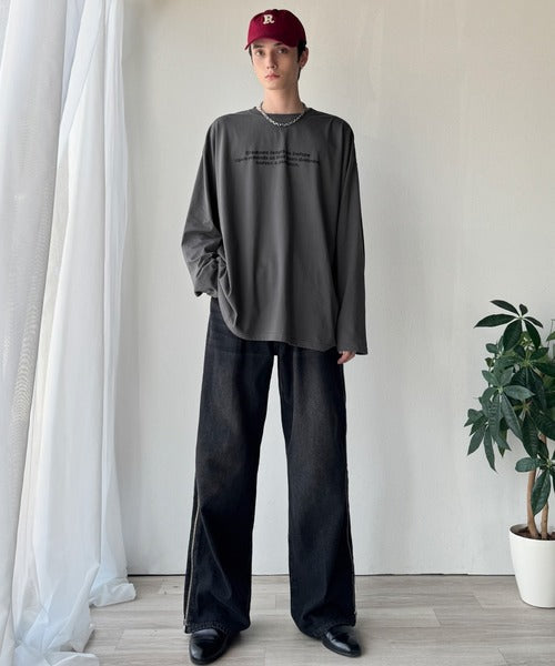 【classical origin】「シンプルが、いい」。綿100％シルケット風シンプル英字ロゴTシャツ（長袖）/ 100％ cotton simple English letters printed logo t-shirt ao1330056