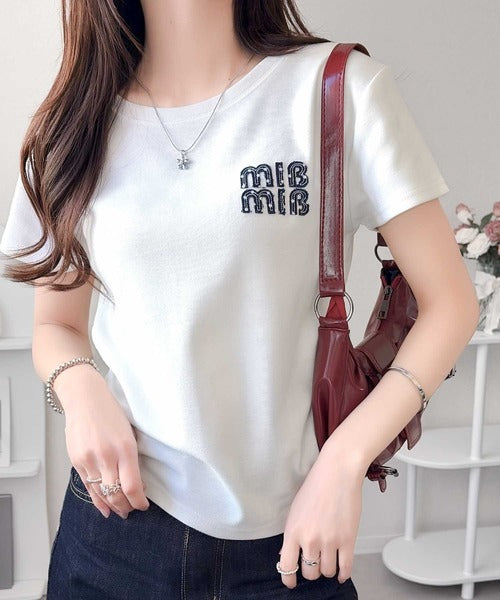 【mily bilet】スタイルよく、着心地いい。絶対使えるシンプルT♪ワッペンコンパクトTシャツ（半袖） mi1329084