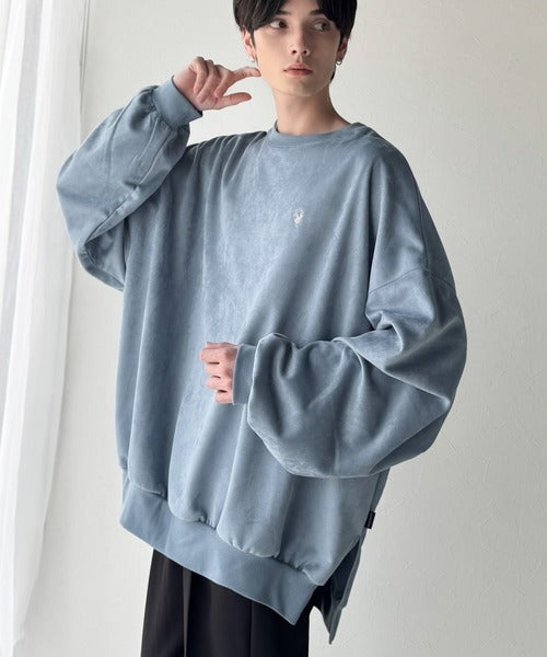 【Classical Origin】「やっぱりビッグシルエット！」スウェードポンチ素材ビックシルエットトレーナー（長袖）/Suede material big silhouette sweatshirt co1010030