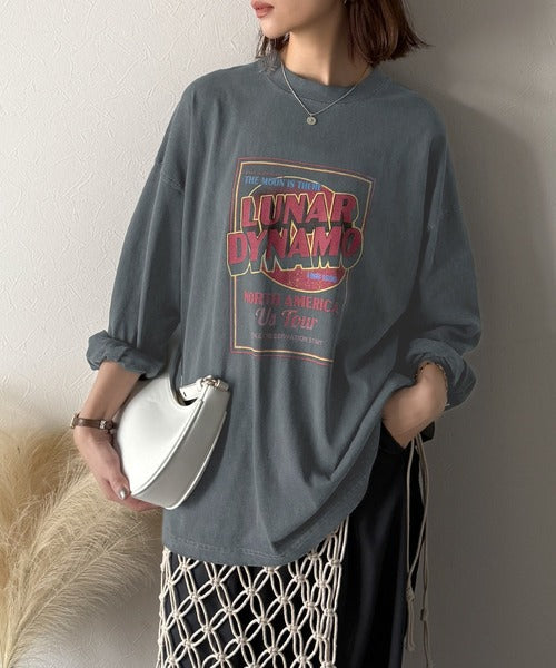 《JaVa ジャバコラボ》キャッチーな大人Tee。綿100%ピグメントロゴビッグTシャツ jv1029024