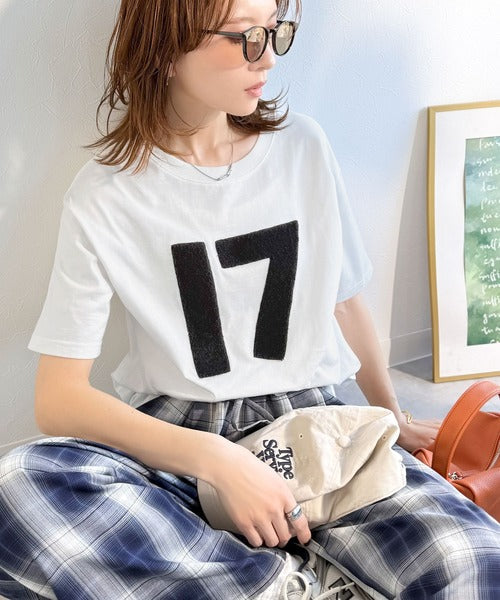 【前後2way】快適素材、立体刺繍がアクセントに♪綿100％デザインナンバリングサガラ刺繍T ce1350008