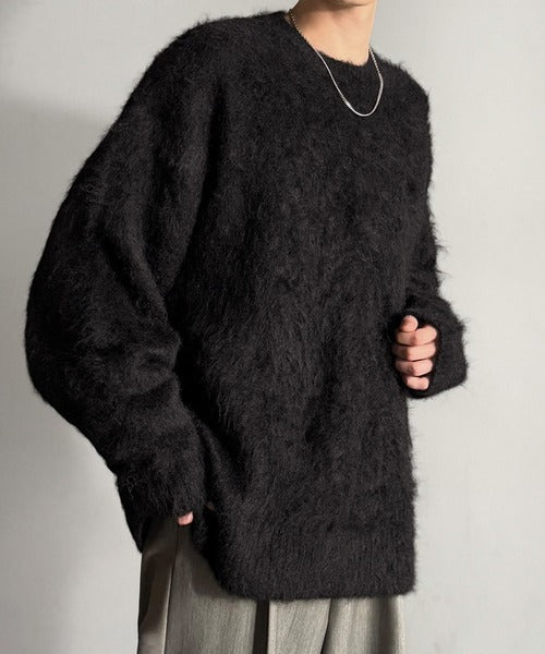 【Classical Origin】「深みのある1着。」ミックスシャギー素材クルーネックセーター／Mixed Shaggy Crew Neck Sweater co0780010