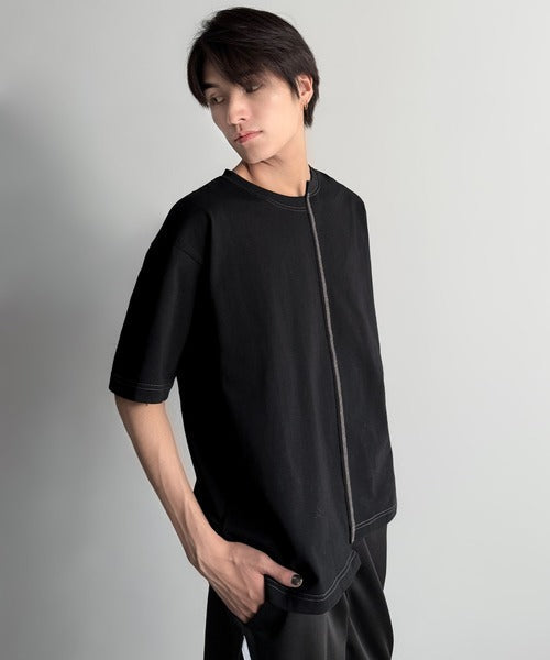 Asymmetric Stitch Design T-Shirt／アシンメトリーデザイン配色ステッチTシャツ co1150013