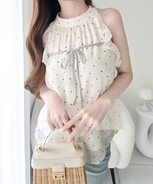 【mily bilet】洗練された大人フェミニン。アメスリ リボン付きフリルブラウス  チェック 花柄 ドット mi1019157