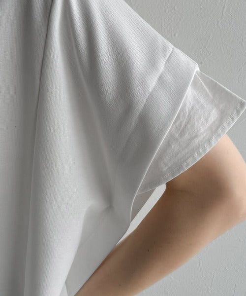 大人の女性を魅力的に引き立てる。袖口シアー切り替え 半袖 Tシャツ ce1110095