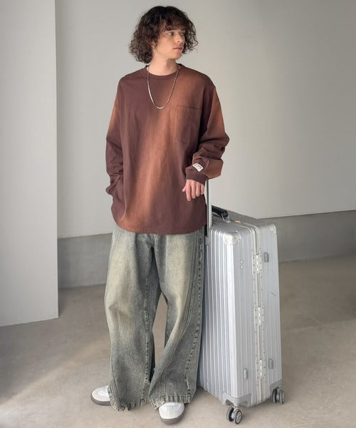 《JaVaジャバコラボ》垢抜け！大人のストリートstyleを作る。綿100％スプレーダイオーバーサイズTシャツ（長袖） jm1020358