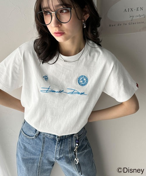 大人女子必見！　綿100％「ディズニー」サイン風刺繍Tシャツ（半袖） ce1330037