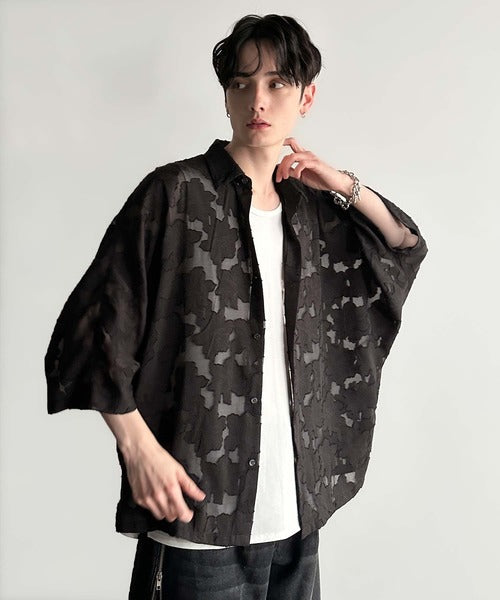 Sheer Jacquard Dolman Sleeve Shirt／フラワー柄シアージャカードドルマンシャツ co1150008