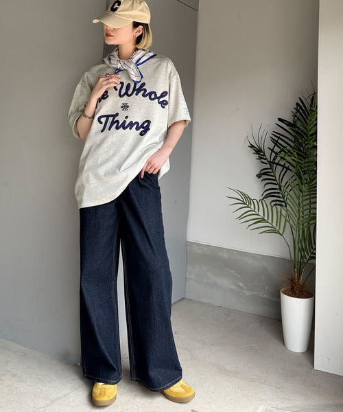 《JaVaジャバコラボ》“トレンドを纏う”コード刺繍ロゴ半袖Tシャツ(オーバーサイズ) jv1329032