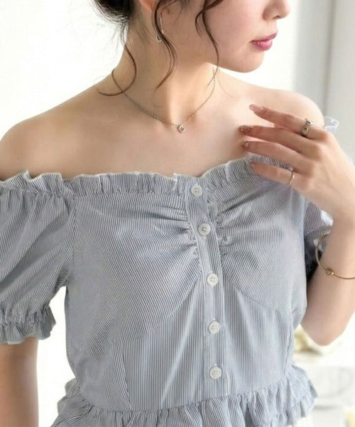 【mily bilet】1枚2役♪レイヤード風の着こなしが完成。2Wayパフスリーブブラウス×プリーツスカートドッキングワンピース (ロング丈) mi1139109