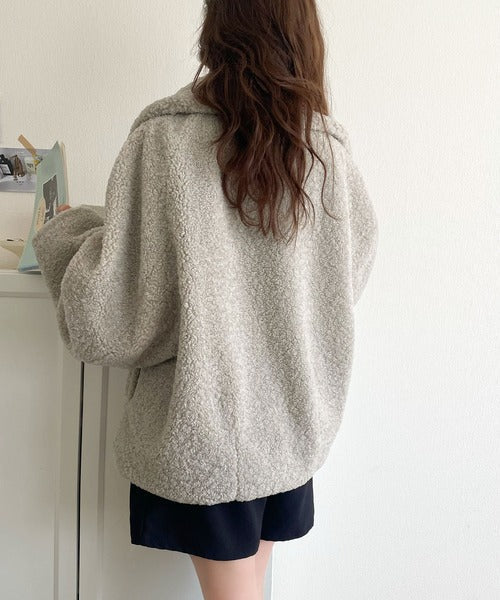 モコっとかわいく、冬支度♪ふんわり軽やか×暖かみたっぷり！コクーンシルエットテディベアボアブルゾン ce1240104