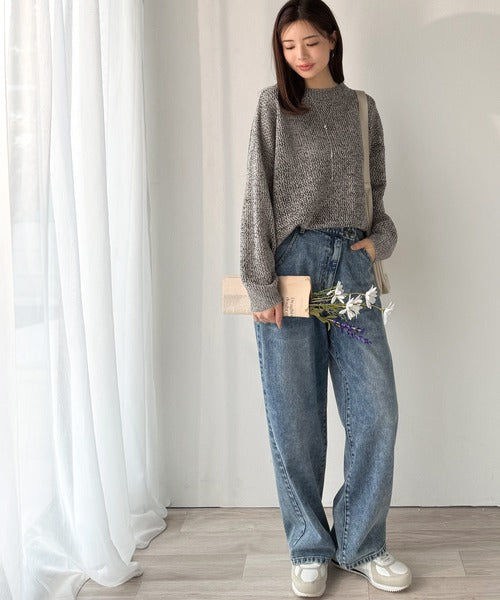 《JaVaジャバコラボ》肌見せも着心地も、大人仕様。ルーズシルエットメッシュ編みニット（長袖） jv1380001