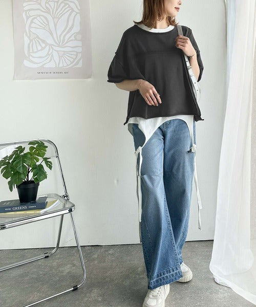 《JaVa ジャバコラボ》カジュアルコーデ の主役に。半袖ダメージ加工裏毛プルオーバー jv1260365