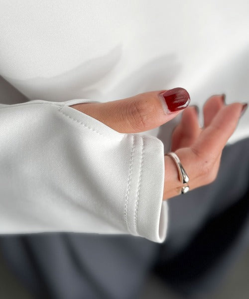 【Classical Origin】「洗練モードな一枚」。Double-Knit Fabric Thumb Hole Dolman T-Shirt／ダンボール素材サムホール付きドルマンTシャツ（長袖） co1010031