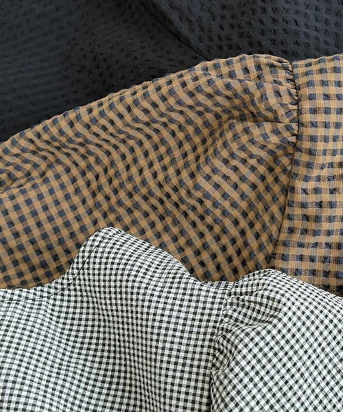 楽に着られて、デコルテも綺麗見せ。サッカー素材パフスリーブワンピース (ロング丈) ce1025015