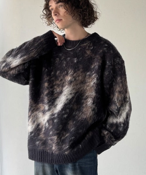 【Classical Origin】「まるで毛布。」モヘアライクシャギー素材クルーネックセーター／Mohair-Like Shaggy Knit Crew Neck Sweater co0780002