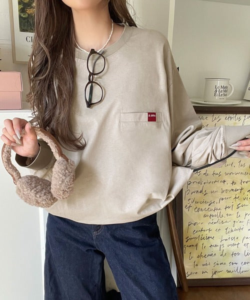 《JaVa ジャバコラボ》シンプルなのに格上げ。綿100％シルケット素材裾ドロストオーバーサイズTシャツ（長袖） jv1050408