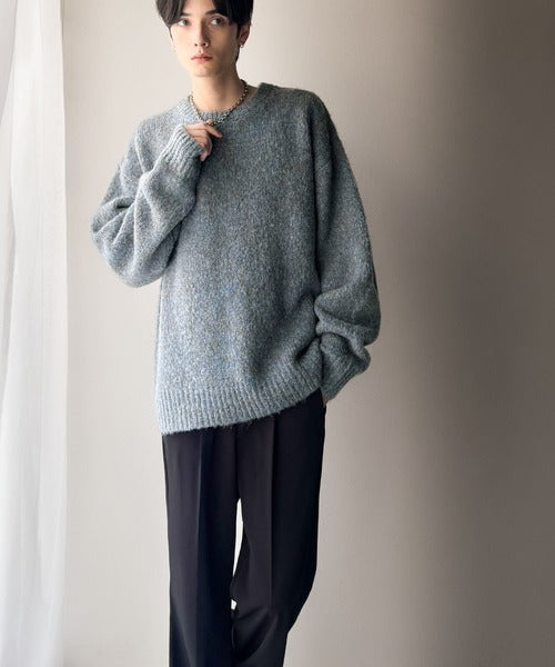 【Classical Origin】「深みのある大人に。」クルーネックミックスカラー糸ニット（長袖）/Crew neck mixed color knit ao1020308